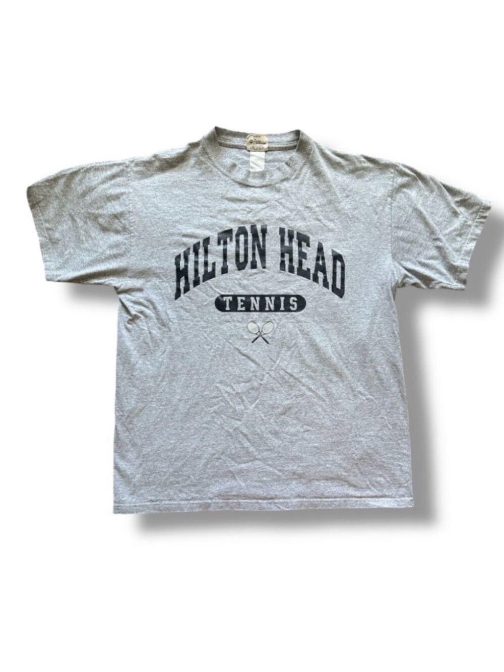 Vintage Y2K Hilton Head Tennis Gray T-Shirt Unisex Size Large Sporty Athletic